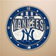 New York Yankees 12&quot; Art Glass Clock | By DomesticBin