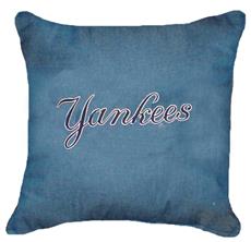 NEW YORK YANKEES Denim 18&quot; Square Pillow | By DomesticBin