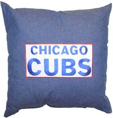 CHICAGO CUBS 18&quot; Denim Square Pillow | By DomesticBin