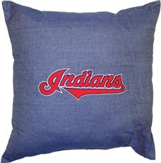 CLEVELAND INDIANS 18&quot; Denim Square Pillow | By DomesticBin