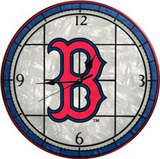 Boston Red Sox 12&quot; Art Glass Clock | By DomesticBin