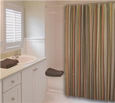 Cocoa Stripe Shower Curtain | By DomesticBin