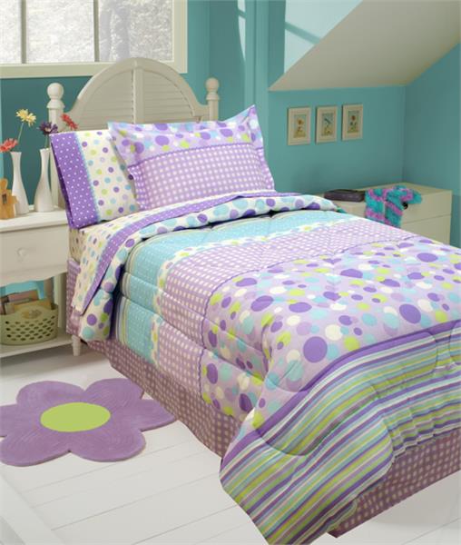 GINGHAM STRIPE AQUA Bed In A Bag Sets for Girls